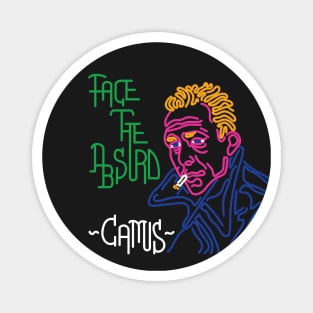 STYLIZED LINE ART CAMUS - FACE THE ABSURD - neon Magnet